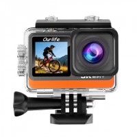 Ourlife 5K WiFi Action Camera with Interchangeable Filters & Front Screen - Outdoor Cycling Vlog Camera