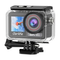 Ourlife 6K Dual-Screen Action Camera - 5K EIS Stabilization, 40M Waterproof, Pre-recording