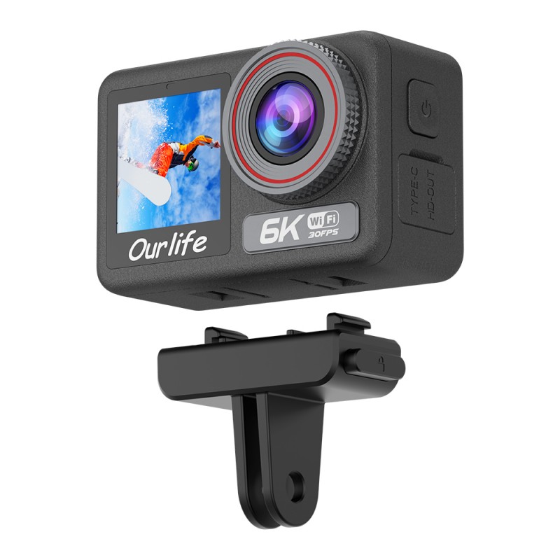 Ourlife 6K Dual-Screen Action Camera - 5K EIS Stabilization, 40M Waterproof, Pre-recording