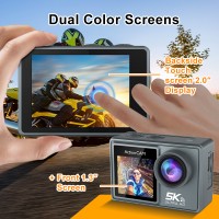  Ourlife  5K Dual-Screen Action Camera with Remote Control & EIS Stabilization
