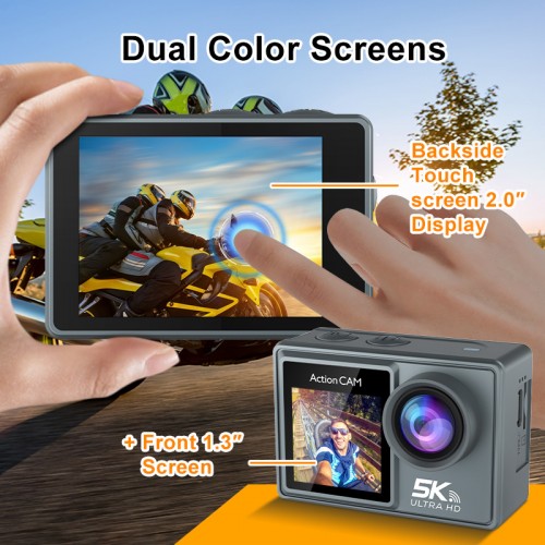  Ourlife  5K Dual-Screen Action Camera with Remote Control & EIS Stabilization