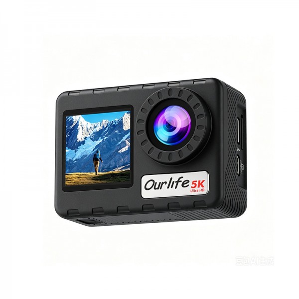Ourlife 5K Remote Control Touchscreen Dual-Screen Wireless Microphone Action Camera 