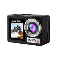 Ourlife 5K Dual-Screen Action Camera – EIS Stabilization, 2.5D Touchscreen
