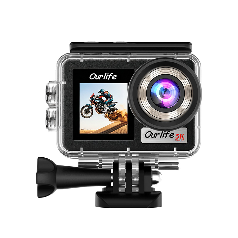 Ourlife 5K Dual-Screen Action Camera – EIS Stabilization, 2.5D Touchscreen