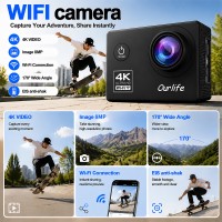 Ourlife Best-Value 4K WiFi Action Camera – 170° Wide-Angle