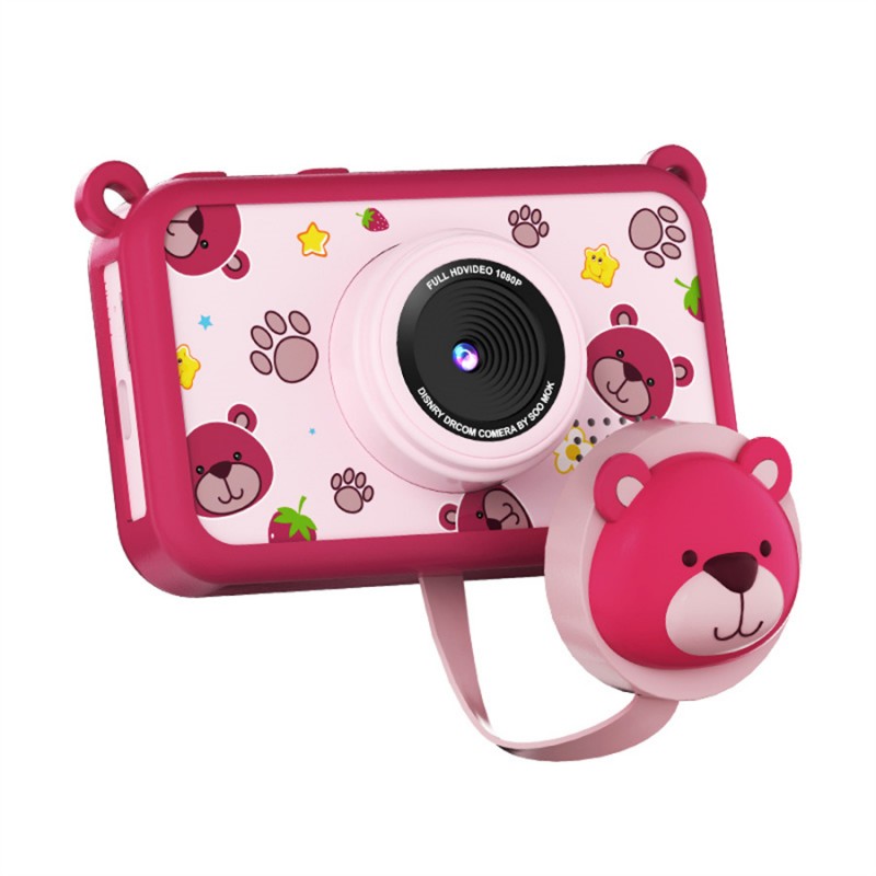 Cute Bear Kids Camera with Silicone Protective Case – Dual Lens, 2.4" HD Screen, 48MP Photos & 1080P Video