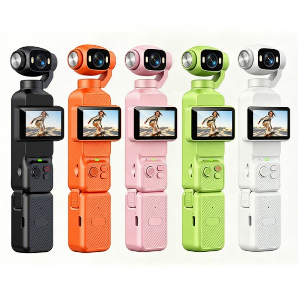 5-Color Handheld Gimbal Camera with Charging Dock — Rotating Screen & Lens