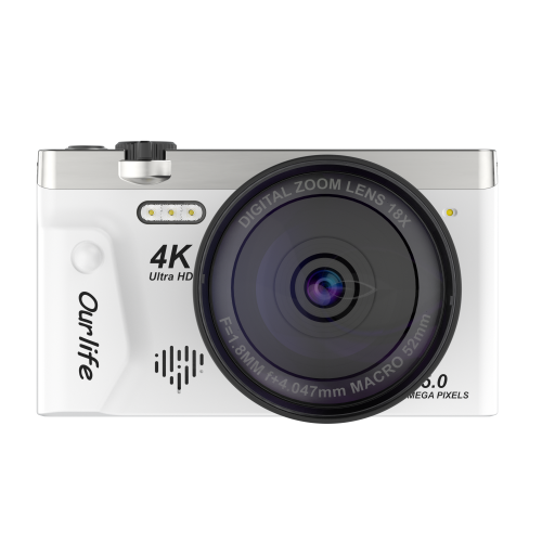 Ourlife 4K Digital Camera – 75MP, 18X Digital Zoom, 3.0" Flip Screen, WiFi, AF Autofocus