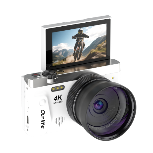 Ourlife 4K Digital Camera – 75MP, 18X Digital Zoom, 3.0" Flip Screen, WiFi, AF Autofocus