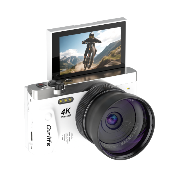 Ourlife 4K Digital Camera – 75MP, 18X Digital Zoom, 3.0" Flip Screen, WiFi, AF Autofocus
