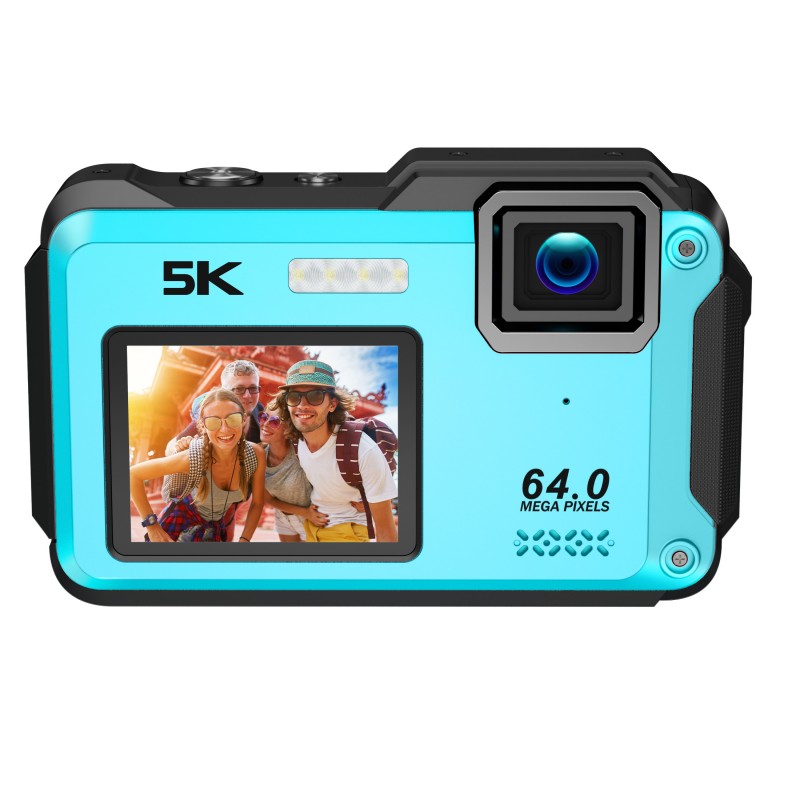Ourlife 5K Ultra HD Digital Camera – 64MP, 16X Zoom, Dual Screens (2.8"+2.0"), WiFi, Underwater Mode