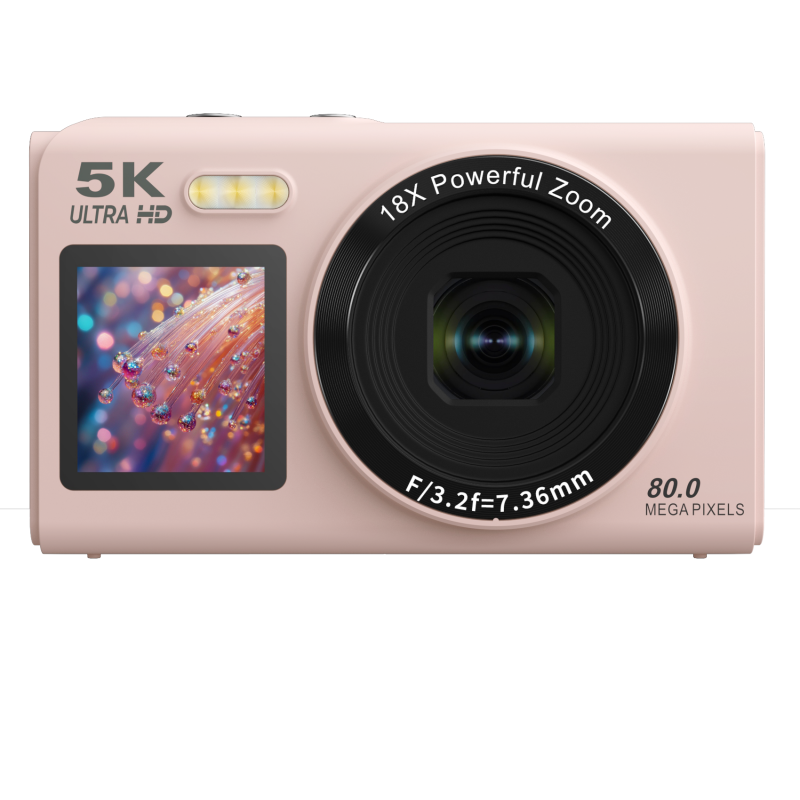 Ourlife 5K Digital Camera – 80MP, 18X Zoom, Dual Screens (2.8" + 1.54"), WiFi, Webcam, 3 Colors