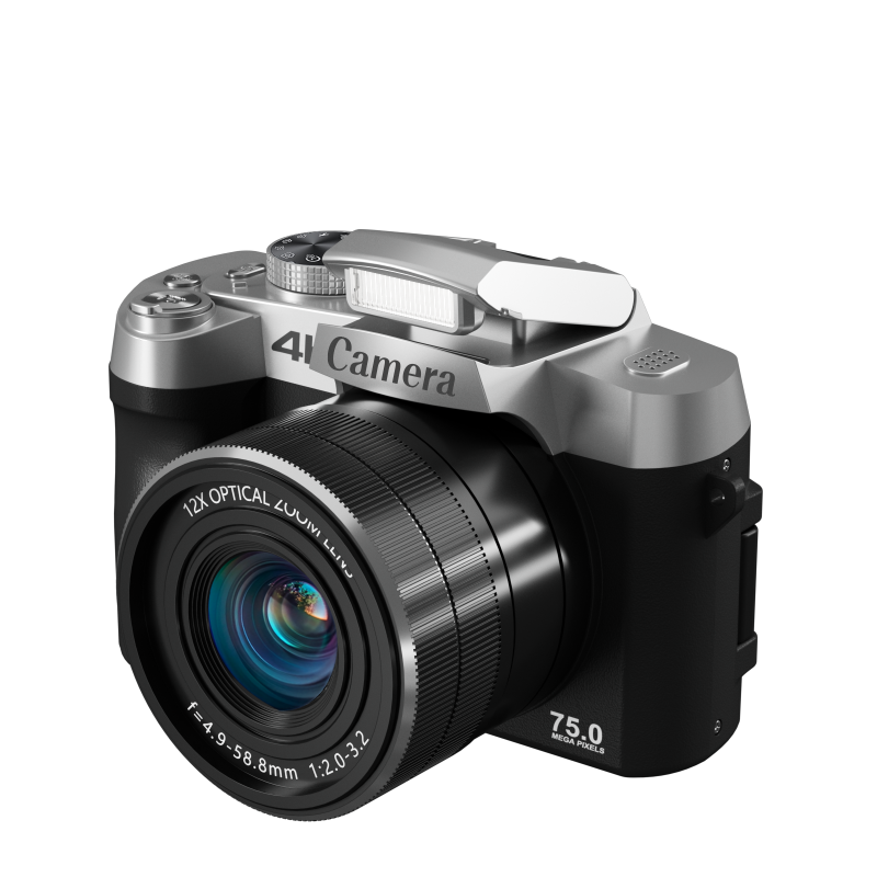Ourlife 4K Digital Camera – 12X Optical Zoom, 3.0" Flip Screen, 75MP Photos, WiFi, Type-C, 1500mAh