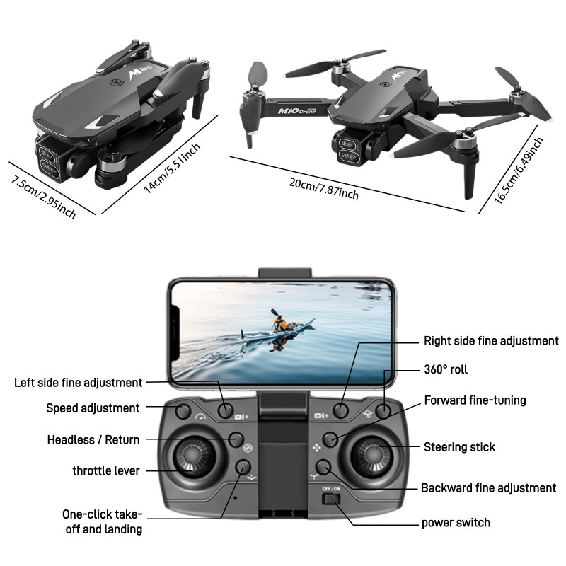 M10 Brushless Drone with 2K Dual Camera, Optical Flow & WiFi FPV