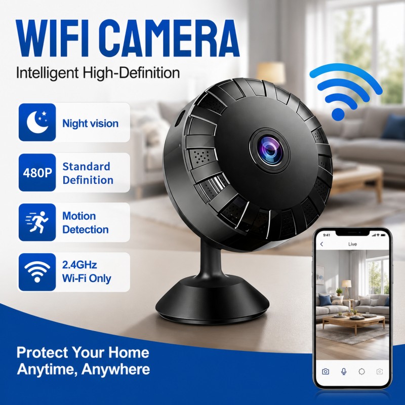 Mini Magnetic Security Camera - Remote Home Monitoring & 360° Rotation