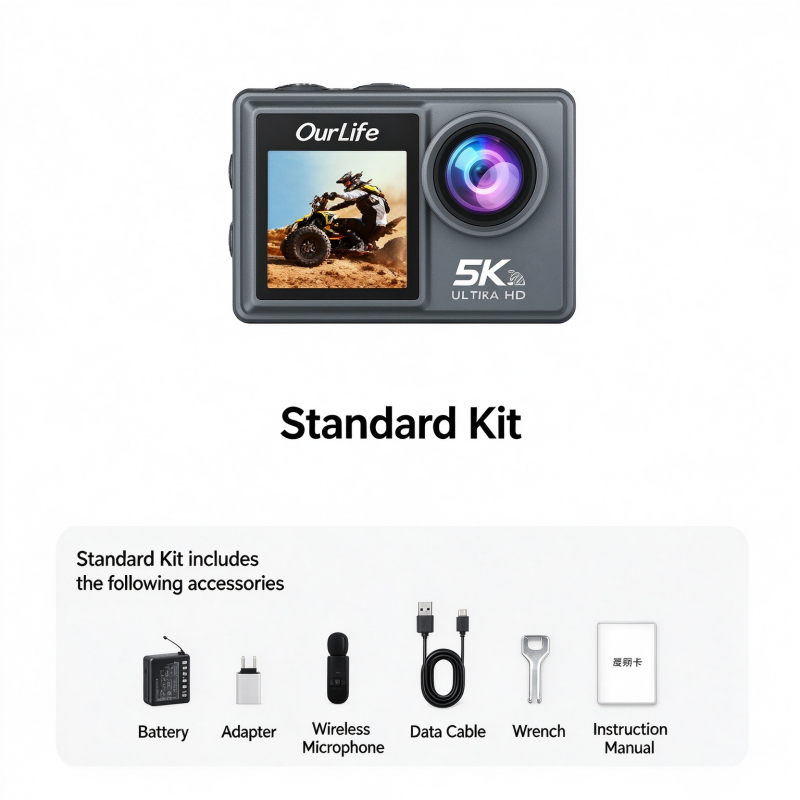Ourlife 5K Dual-Screen EIS Action Camera