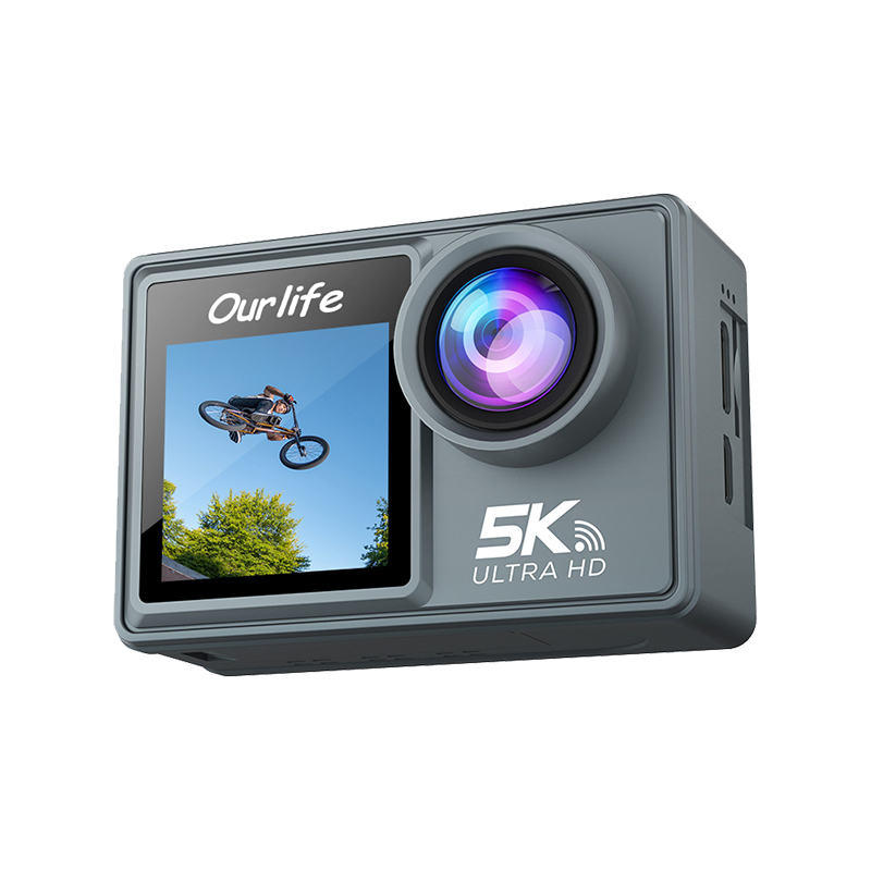 Ourlife 5K Dual-Screen Action Camera with 1000mAh Battery & 18-Piece Kit