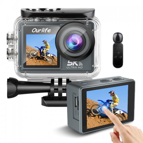 Ourlife 5K Action Camera Standard Kit with Wireless Mic & 1000mAh Battery