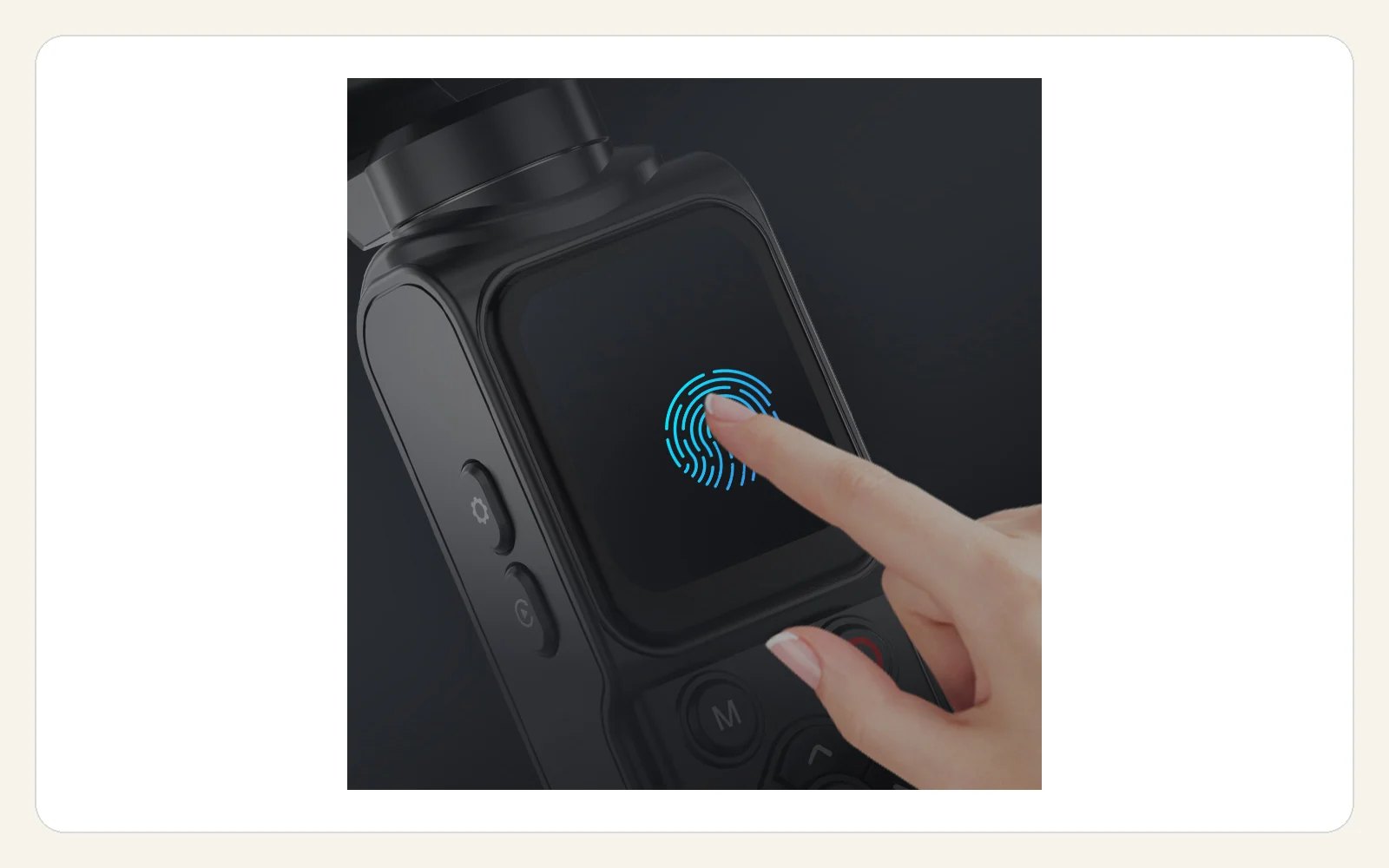 Close view of a finger operating the exact AT-M105 touch display