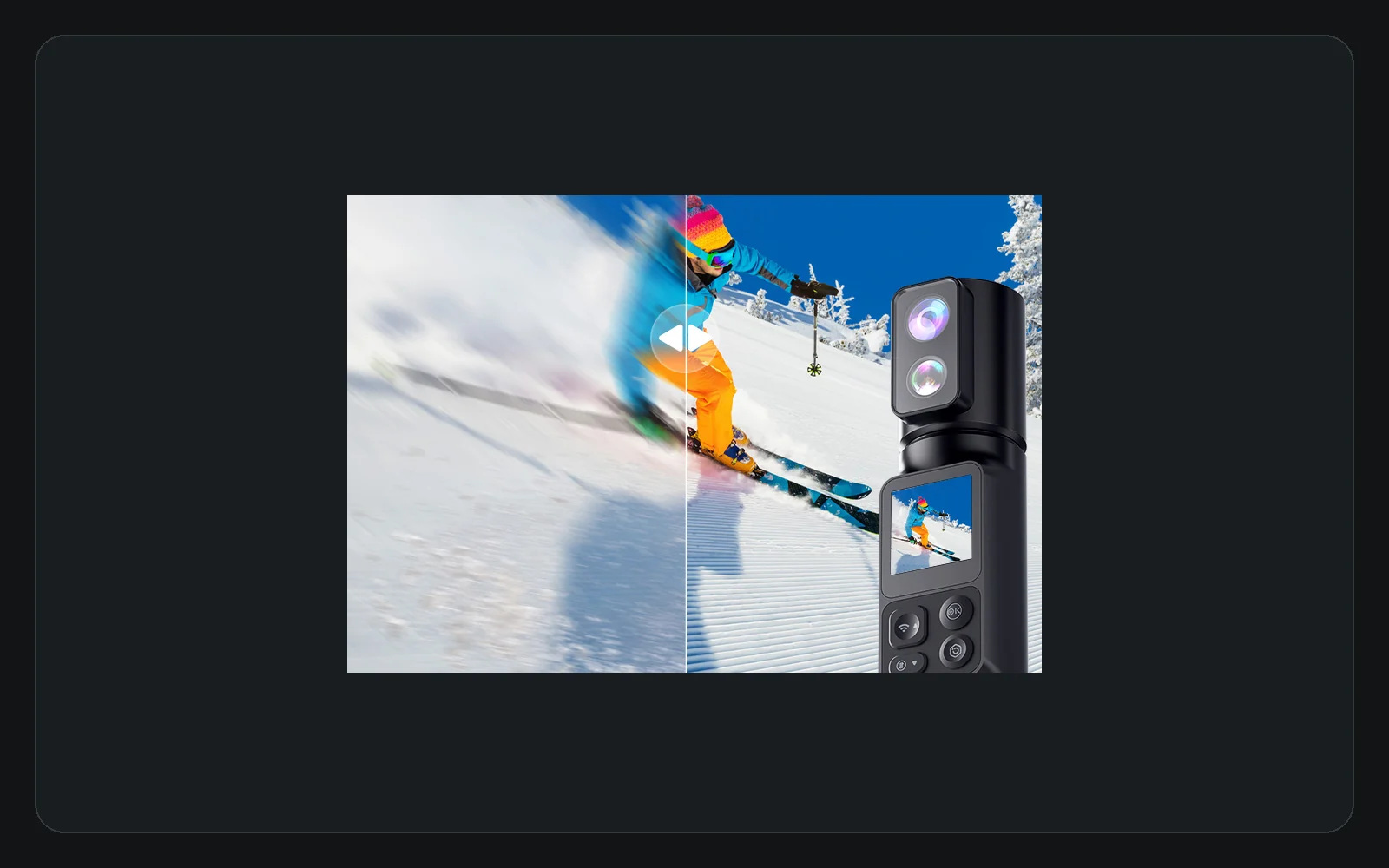 AT-M103 camera shown with a snow-sports scene