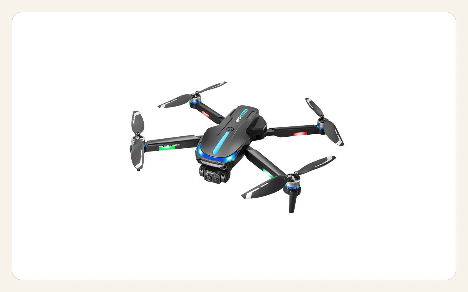 RG806MAX drone with four extended arms, static propellers and blue accents on its black airframe