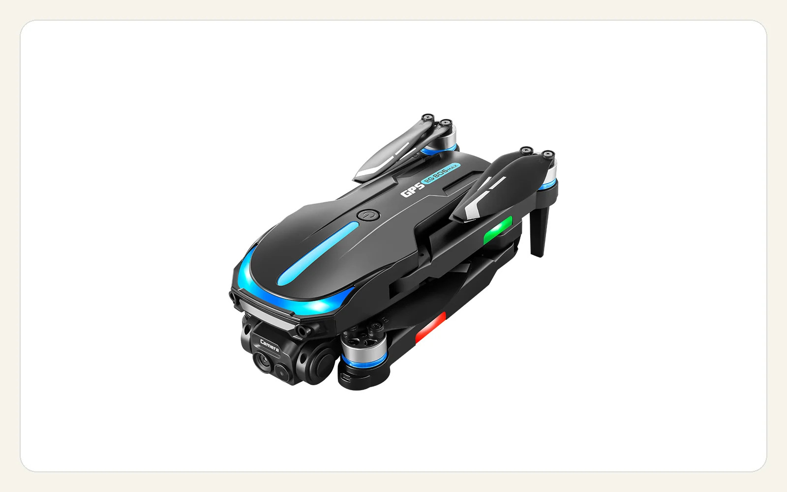 Folded black RG806MAX drone shown from above