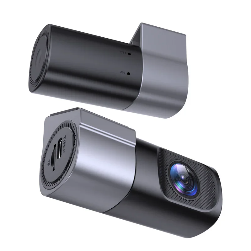 Complete front and rear views of the black and silver Ourlife U101 dash camera